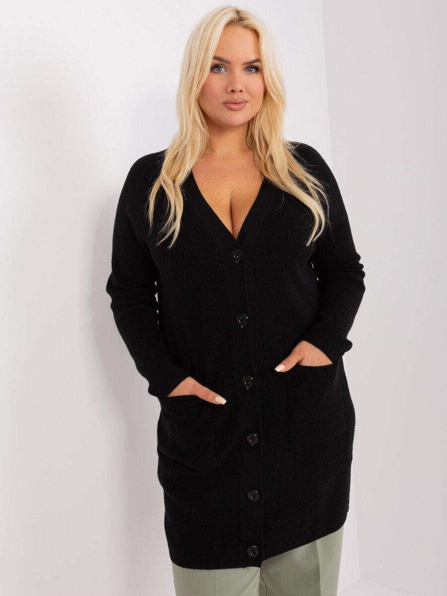 Dlouhý dámský svetr s kapsami FPrice plus size, XL/XXL i523_2016103465811