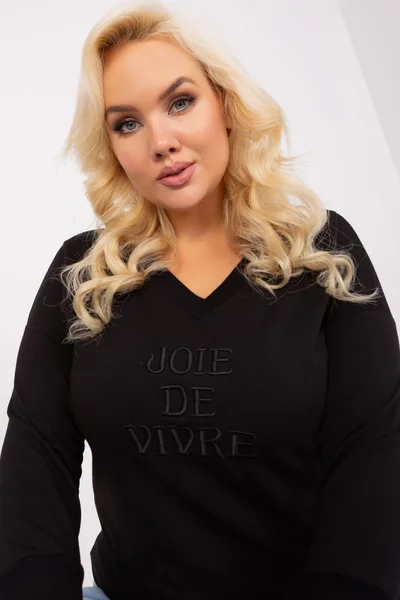 V-neck dámské černé tričko s 3/4 rukávem FPrice