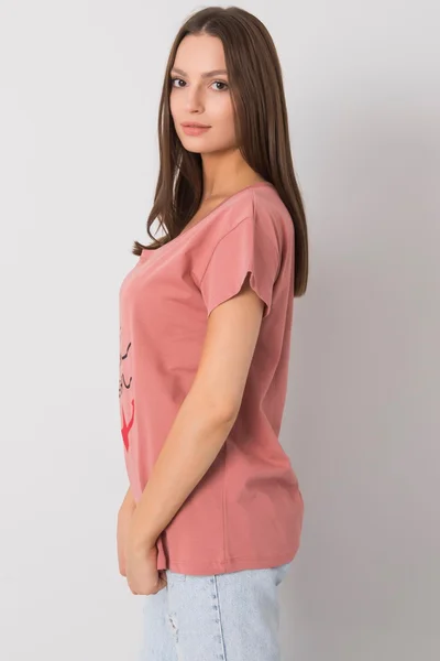 Pudrově růžové tričko s nápisem FPrice