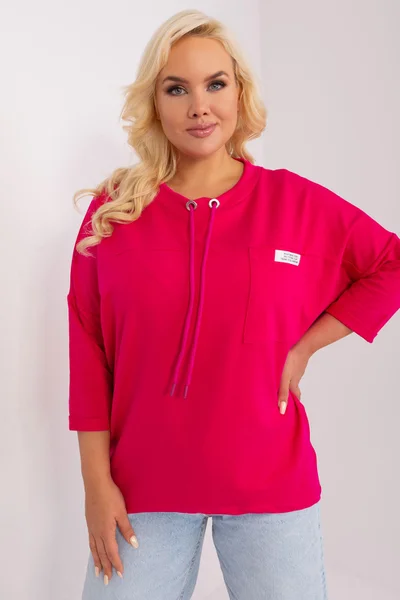 Tmavě růžové dámské volné tričko s delší zadní částí FPrice