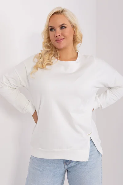 Pohodlné dámské bílé tričko s dlouhým rukávem FPrice