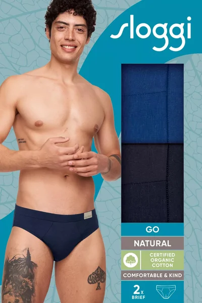 Pánské modré slipy GO Natural Brief - 2 ks - Sloggi