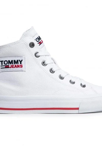 Dámské kotníčkové bílé plátěné tenisky Tommy Hilfiger