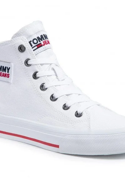 Dámské kotníčkové bílé plátěné tenisky Tommy Hilfiger