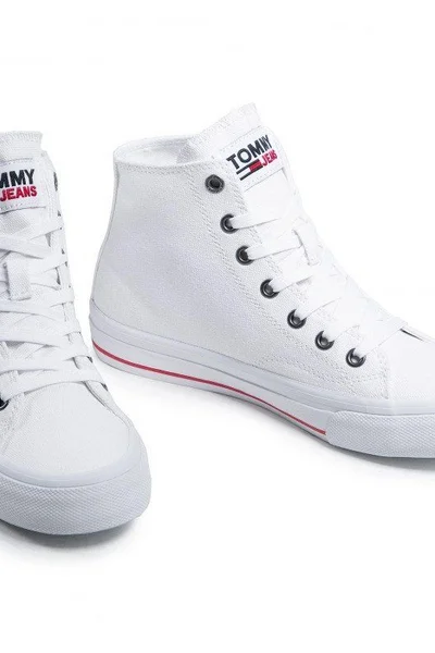 Dámské kotníčkové bílé plátěné tenisky Tommy Hilfiger