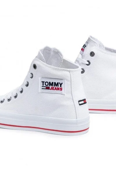 Dámské kotníčkové bílé plátěné tenisky Tommy Hilfiger