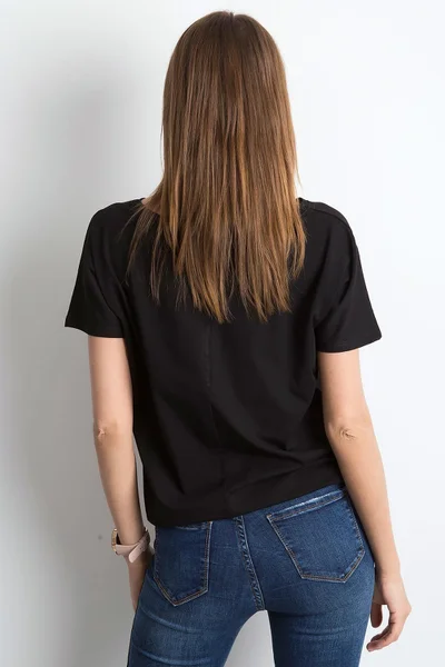 Dámské černé bavlněné tričko s krátkým rukávem FPrice
