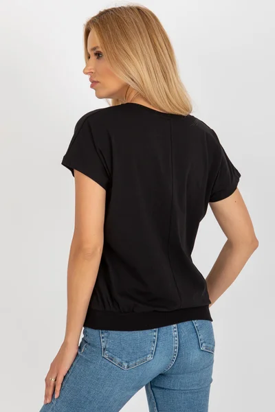 Dámské černé tričko s krátkým rukávem FPrice