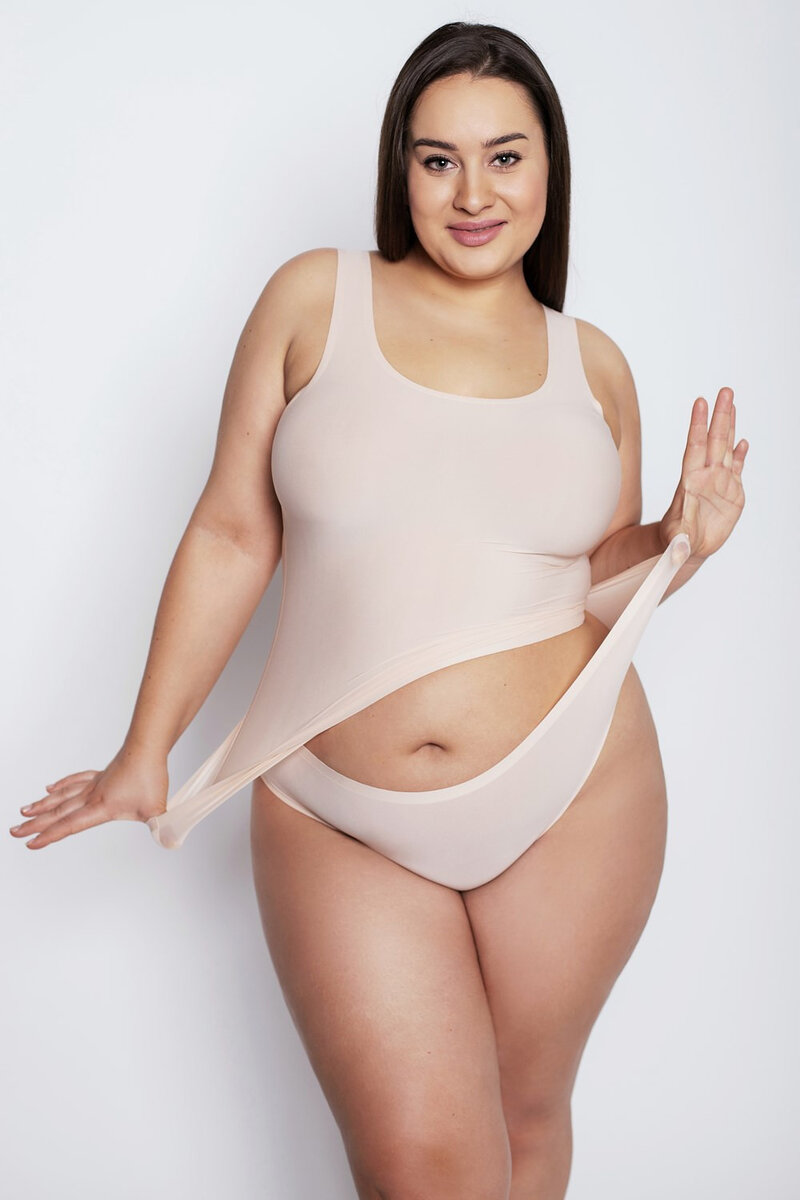 Plus size prodyšné dámské bezešvé kalhotky Julimex, Béžová PLUS i384_76866601