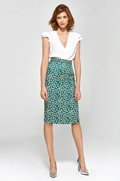 Zeleno-bílá vzorovaná sukně Colett CSP03