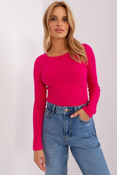 Výrazné tmavě růžové dámské tričko s dlouhým rukávem FPrice