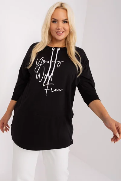 Černé dámské delší tričko s nápisem FPrice