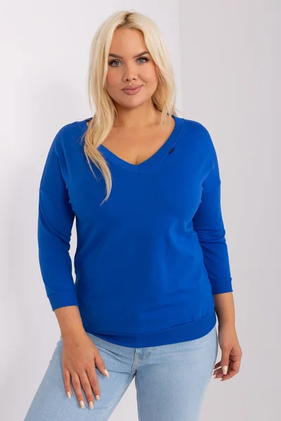 Královsky modré dámské V-neck tričko FPrice