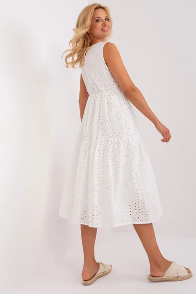 Midi letní dámské bílé šaty FPrice