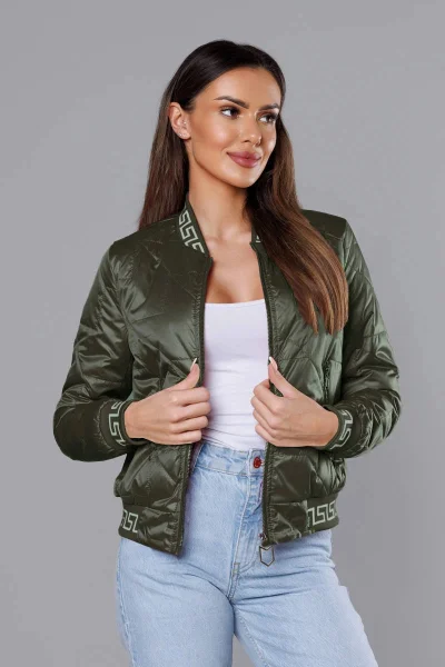 Lesklá prošívaná khaki bunda Bomber S'WEST