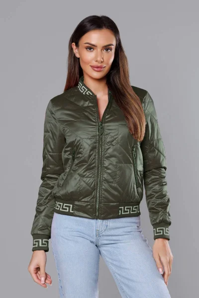 Lesklá prošívaná khaki bunda Bomber S'WEST