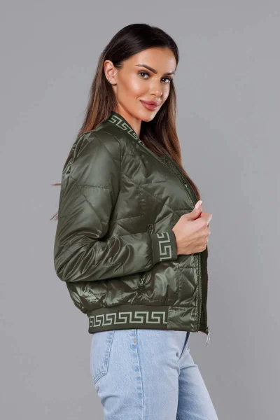 Lesklá prošívaná khaki bunda Bomber S'WEST