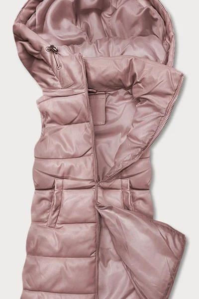 Teplá dámská vesta v růžové růžové barvě z eko kůže D500 HONEY WINTER