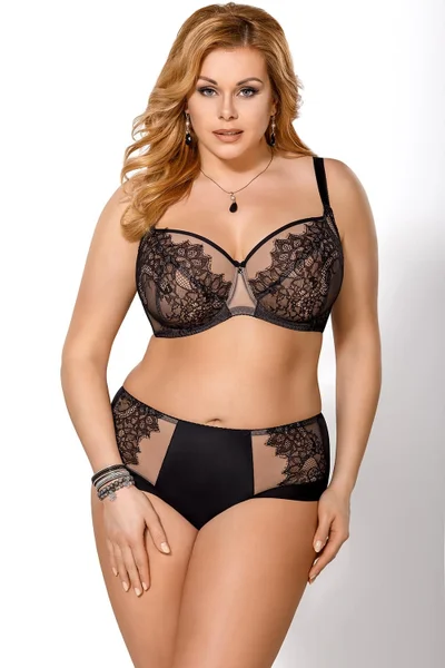 Béžovo-černá krajková elegantní podprsenka Gorsenia Lingerie