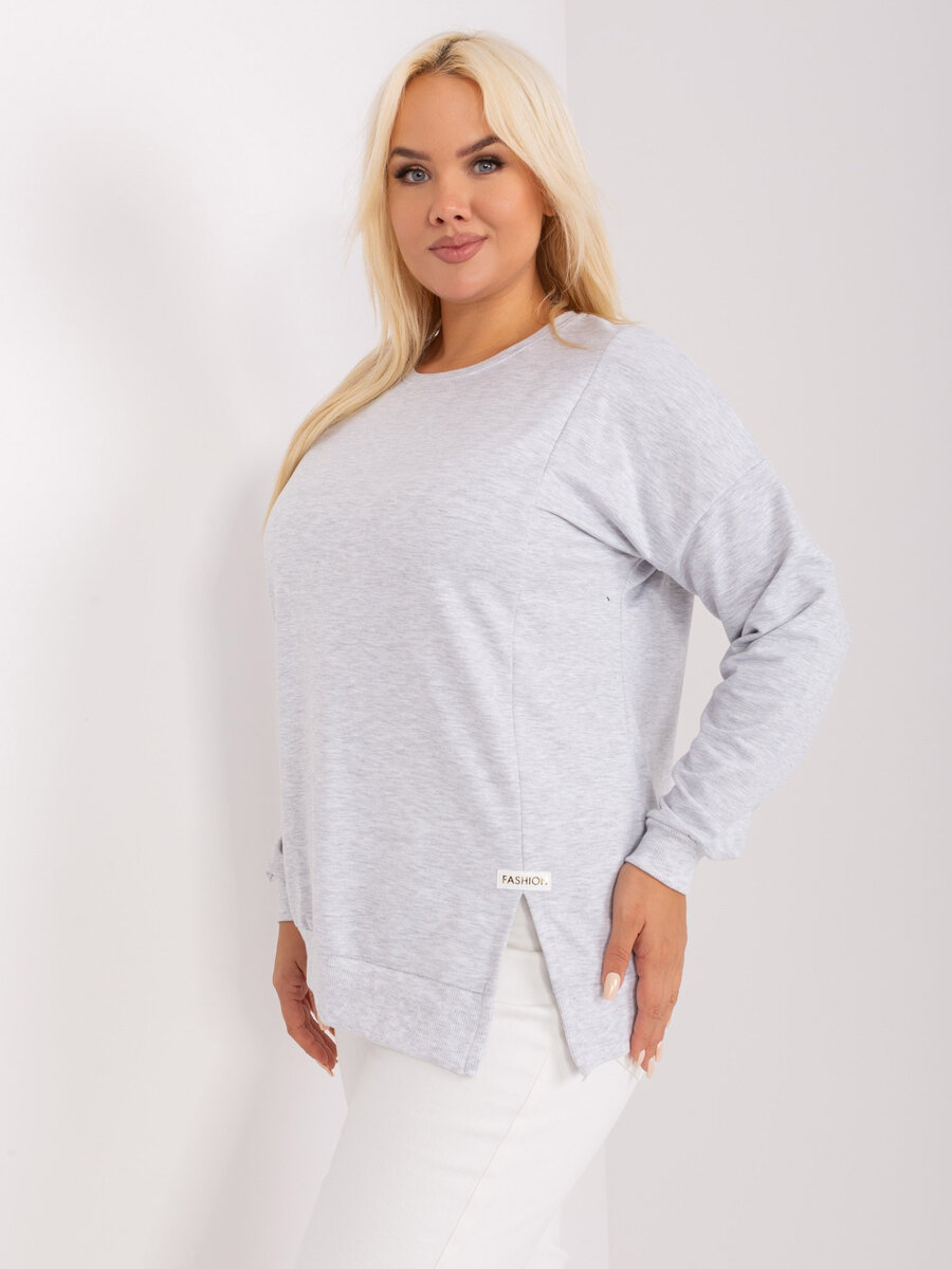 Světle šedé dámské volné tričko FPrice plus size, jedna velikost i523_2016103465194