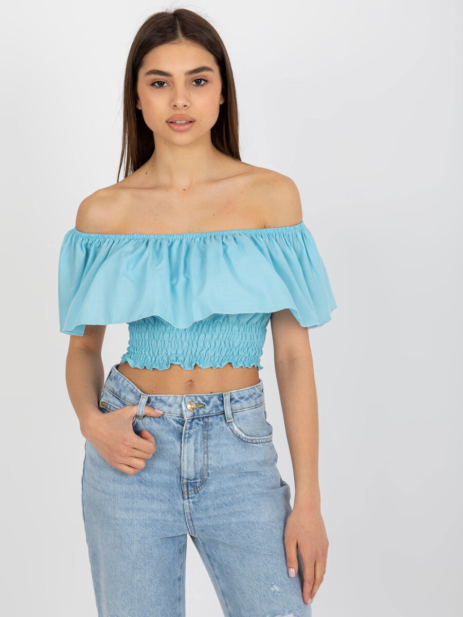 Světle modrý dámský španělský crop top FPrice, 36 i523_2016103360680