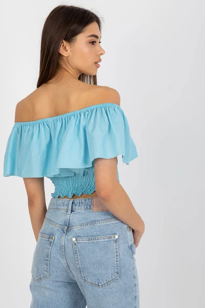 Světle modrý dámský španělský crop top FPrice