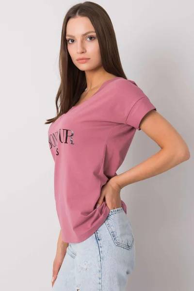 Růžové růžové dámské tričko s potiskem FPrice