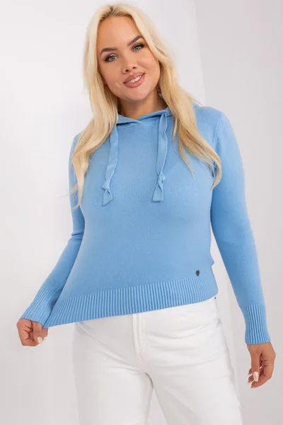 Světle modrý dámský pulovr s dlouhým rukávem FPrice