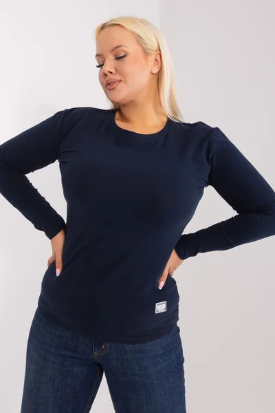 Tmavě modré klasické dámské tričko s dlouhým rukávem FPrice