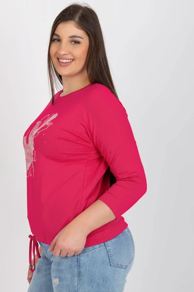 Tmavě růžové dámské tričko s 3/4 rukávem FPrice