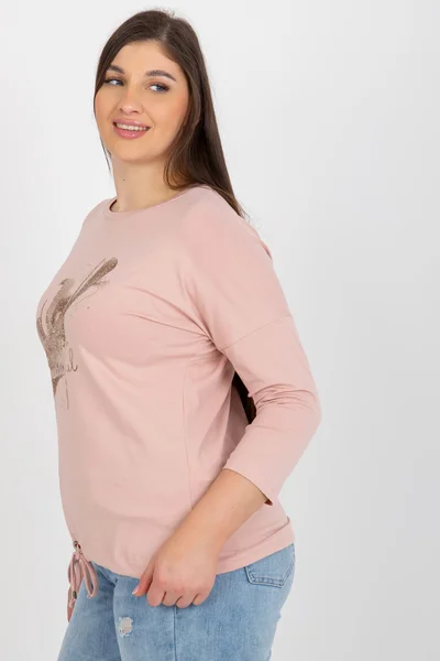 Pudrově růžové dámské tričko s potiskem FPrice