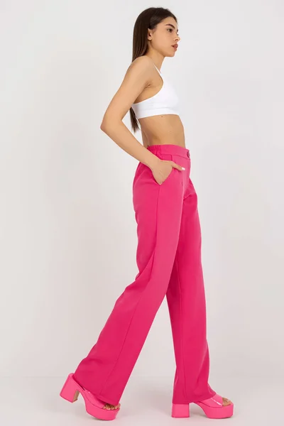 Tmavě růžové dámské kalhoty FPrice rovný střih