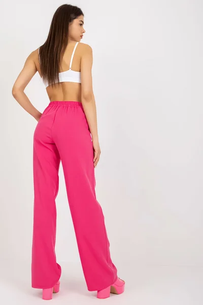 Tmavě růžové dámské kalhoty FPrice rovný střih