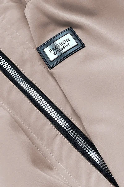 Béžová delší zateplená bunda s černými detaily S'WEST