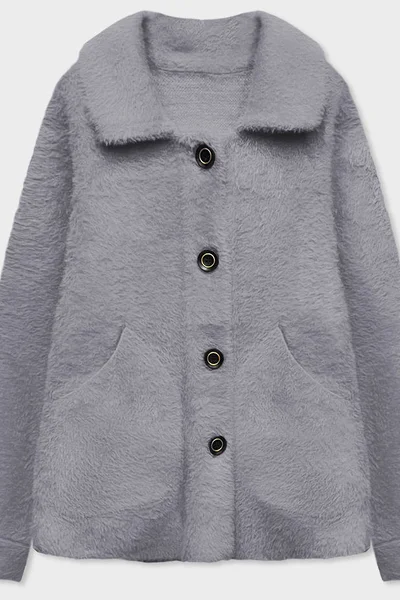 Dámský hřejivý kabátek s knoflíky v šedé barvě MADE IN ITALY