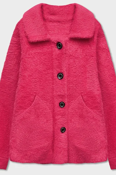 Tmavě růžový dámský kabátek s knoflíky MADE IN ITALY