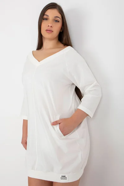 Dámské tunikové mini šaty V-neck FPrice bílé