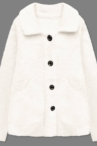 Bílý hřejivý krátký kabátek s knoflíky MADE IN ITALY