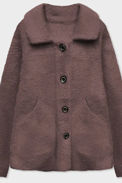 Dámský hnědý hřejivý kabátek s knoflíky MADE IN ITALY