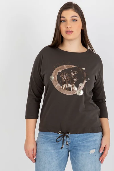 Khaki dámské tričko s potiskem univerzální velikost FPrice