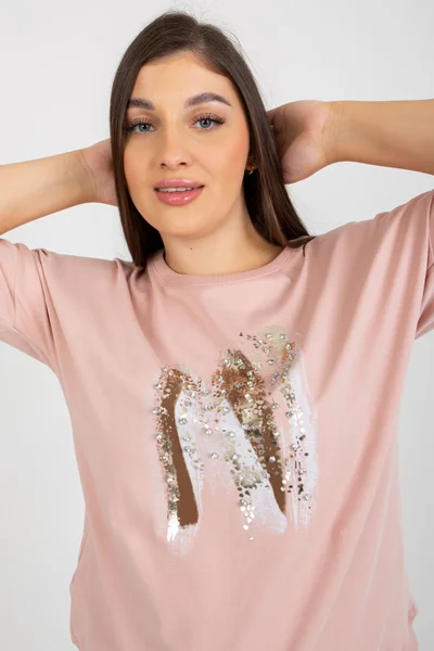 Broskové dámské tričko se stahovací šňůrkou FPrice