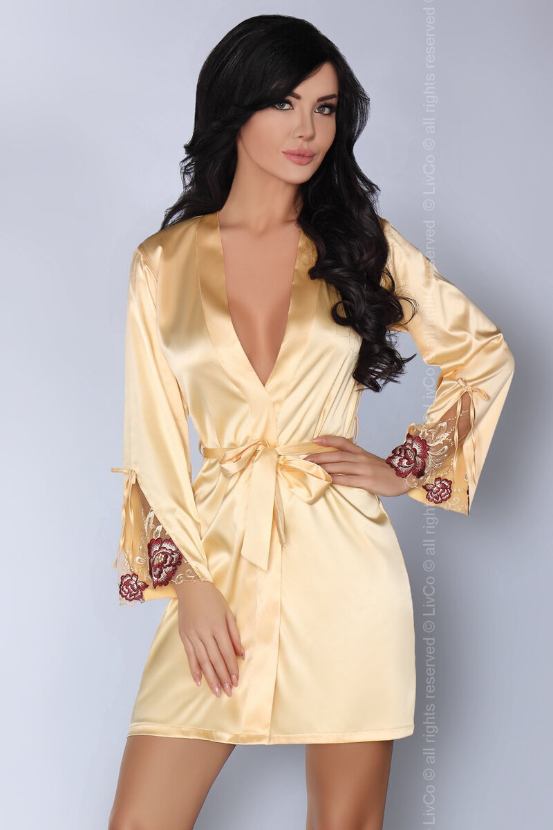 Sexy saténový žlutý župánek Livia Corsetti Fashion, L/XL i240_125495_2:L/XL