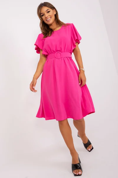 Výrazné růžové dámské šaty ke kolenům FPrice