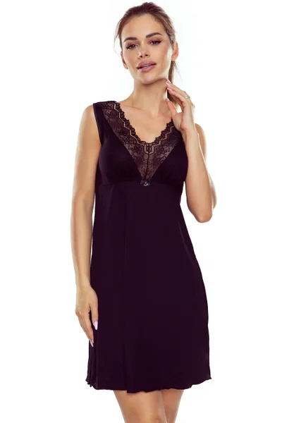 Elegantní dámská noční košilka v černé barvě s krajkou Eldar