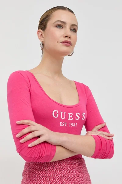 Dámské tričko s dlouhým rukávem ZK913 EXR růžová - Guess