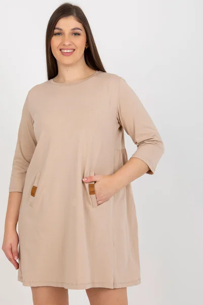 Béžová dámská oversize tunika/mini šaty FPrice