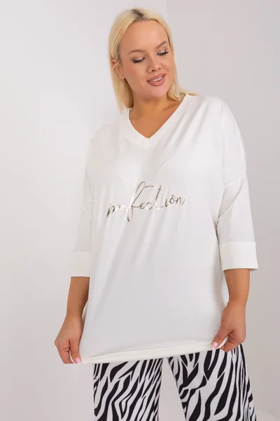 Pohodlné dámské bílé tričko s výstřihem do V FPrice