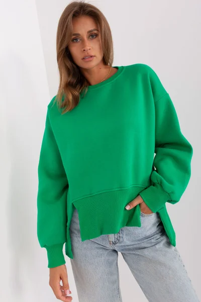 Zelená dámská mikina s nabíranými rukávy ex moda