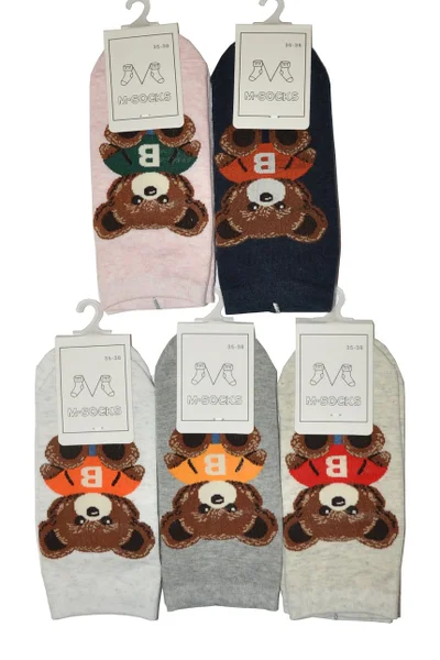 Barevné dámské ponožky s medvědem WiK