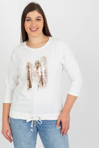 Krémové dámské tričko s metalickým potiskem FPrice